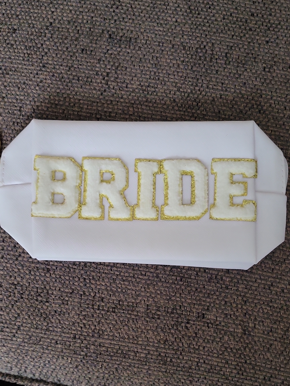 BRIDE Sash in White with Gold Trim - Bridal Party Accessory